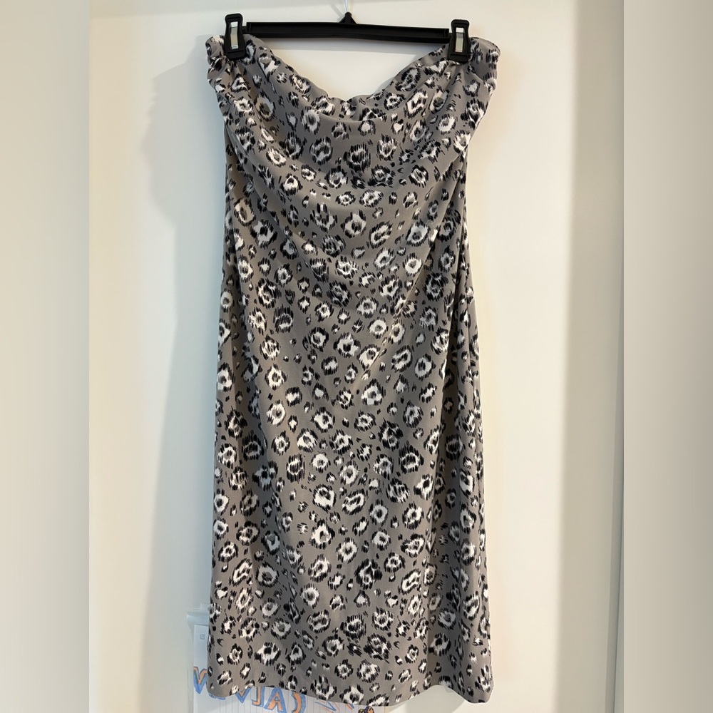 Norma Kamali Strapless Leopard Print Jersey Dress size L